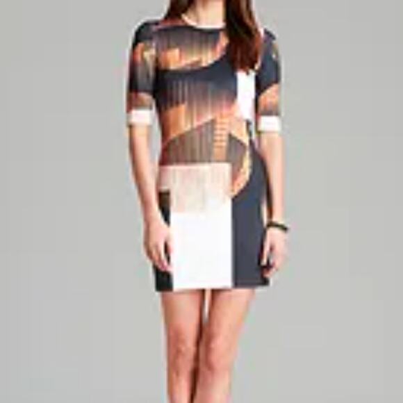 Clover Canyon Dresses & Skirts - Clover Canyon Y2K Mid Sleeve Bodycon Stretchy Avant Garde Modern Print Dress S